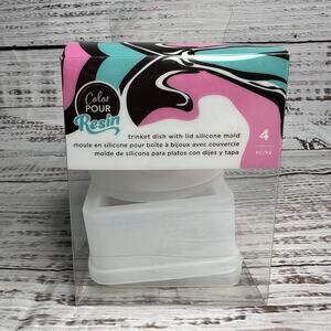 Color‎ Pour Resin - Square Circle Trinket Dish With Lid Silicone Mold 4 Pieces